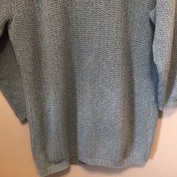 Vintage oversized cardigan sweater Unisex Large L chunky grandma Mr. Rogers blue - Picture 8 of 9